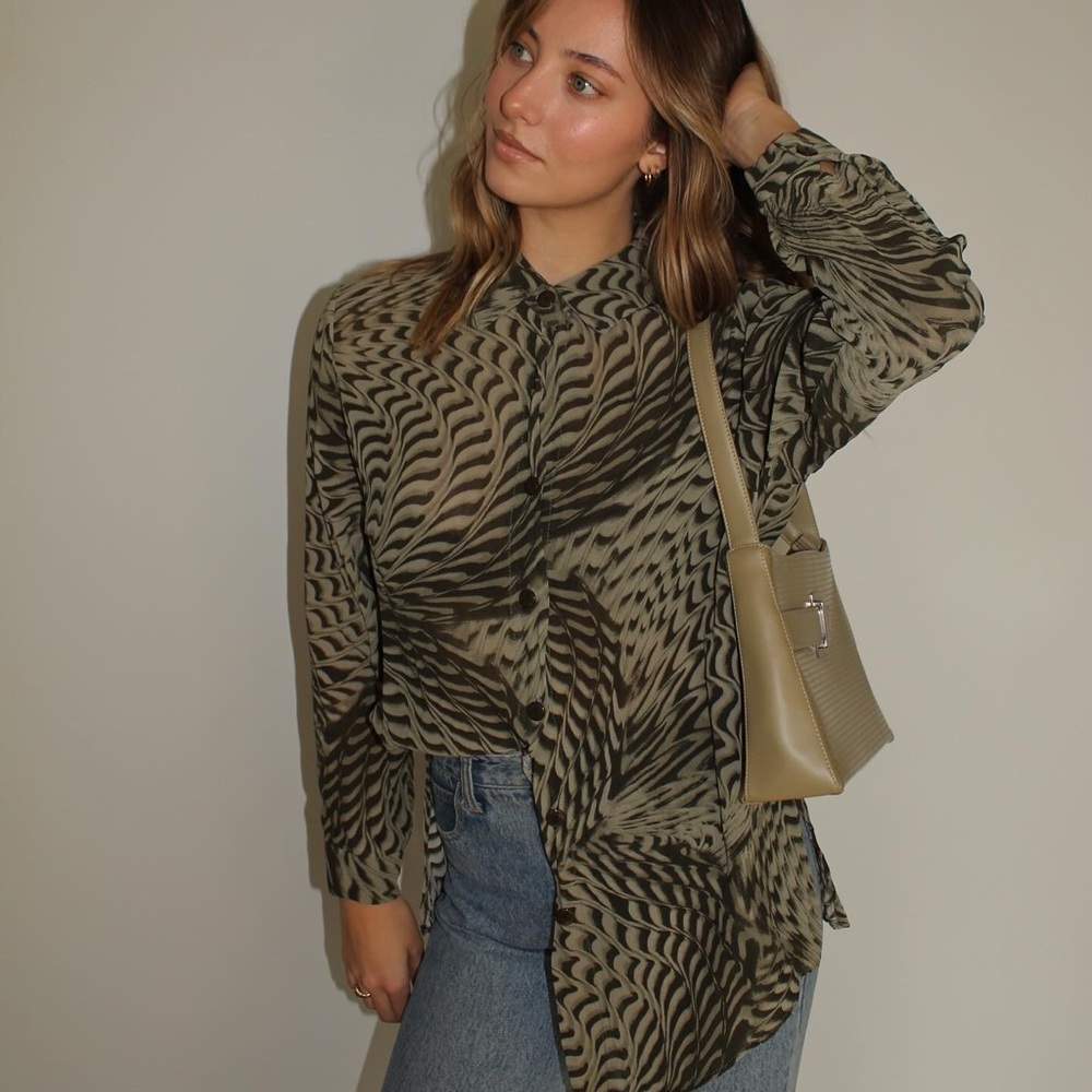 Vintage Michel Antoni Funky Green Button Up